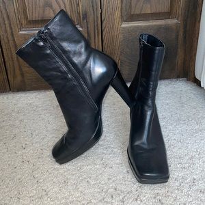 Real leather black booties. Adorable and they go with every outfit